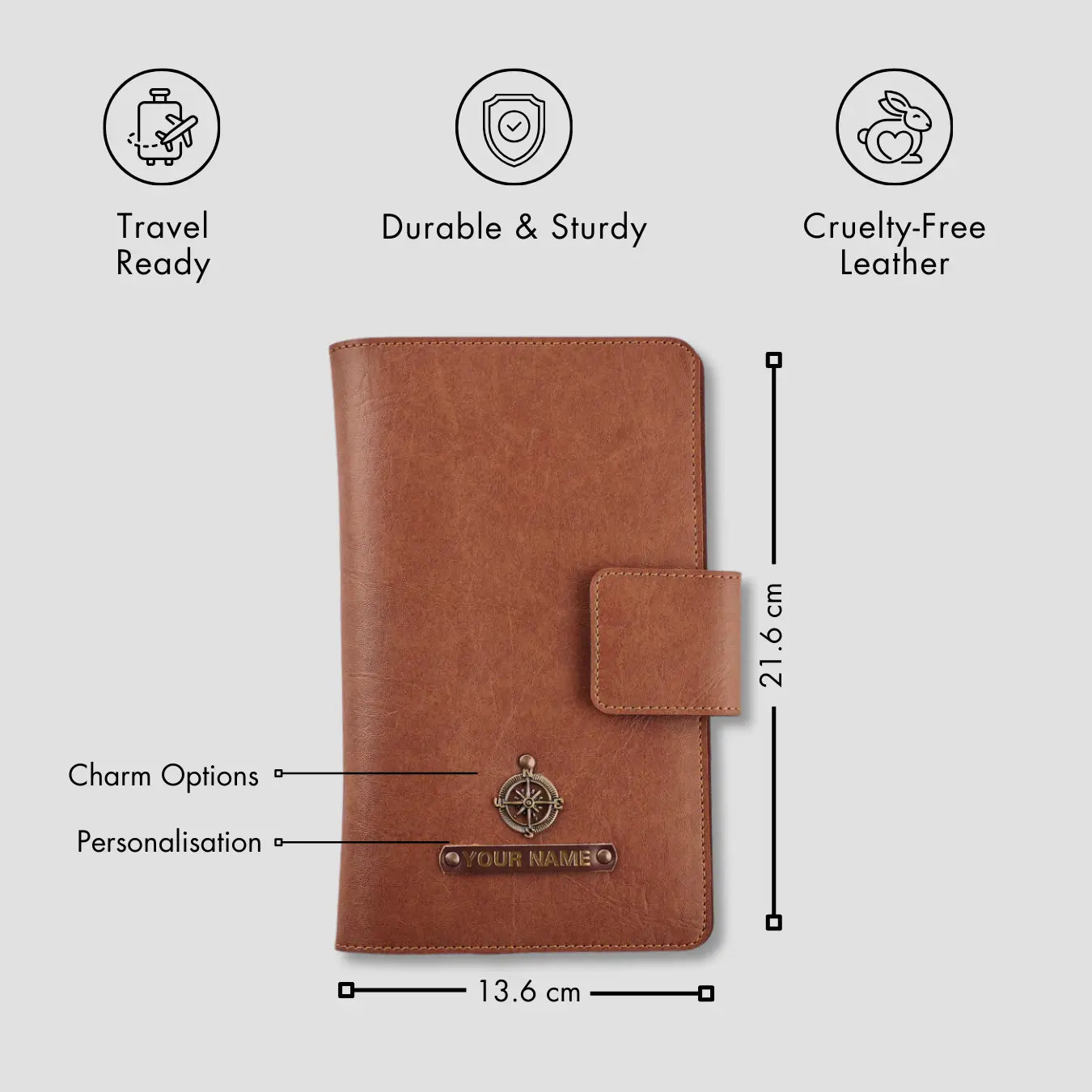 PERSONALISED FAMILY PASSPORT COVER - TAN