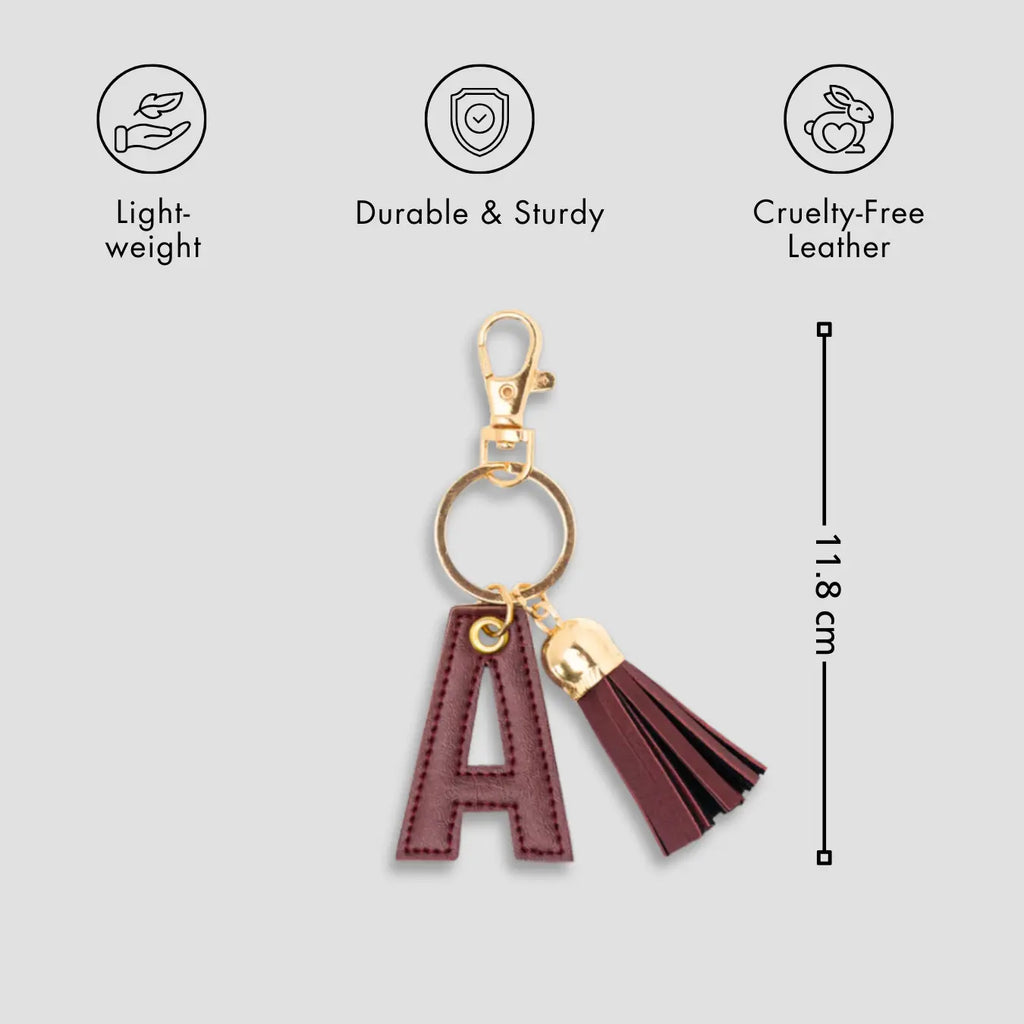 PERSONALISED LETTER KEYCHAIN - MAROON