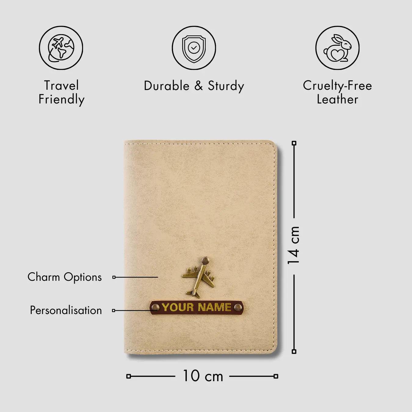 PERSONALISED PASSPORT COVER - BEIGE