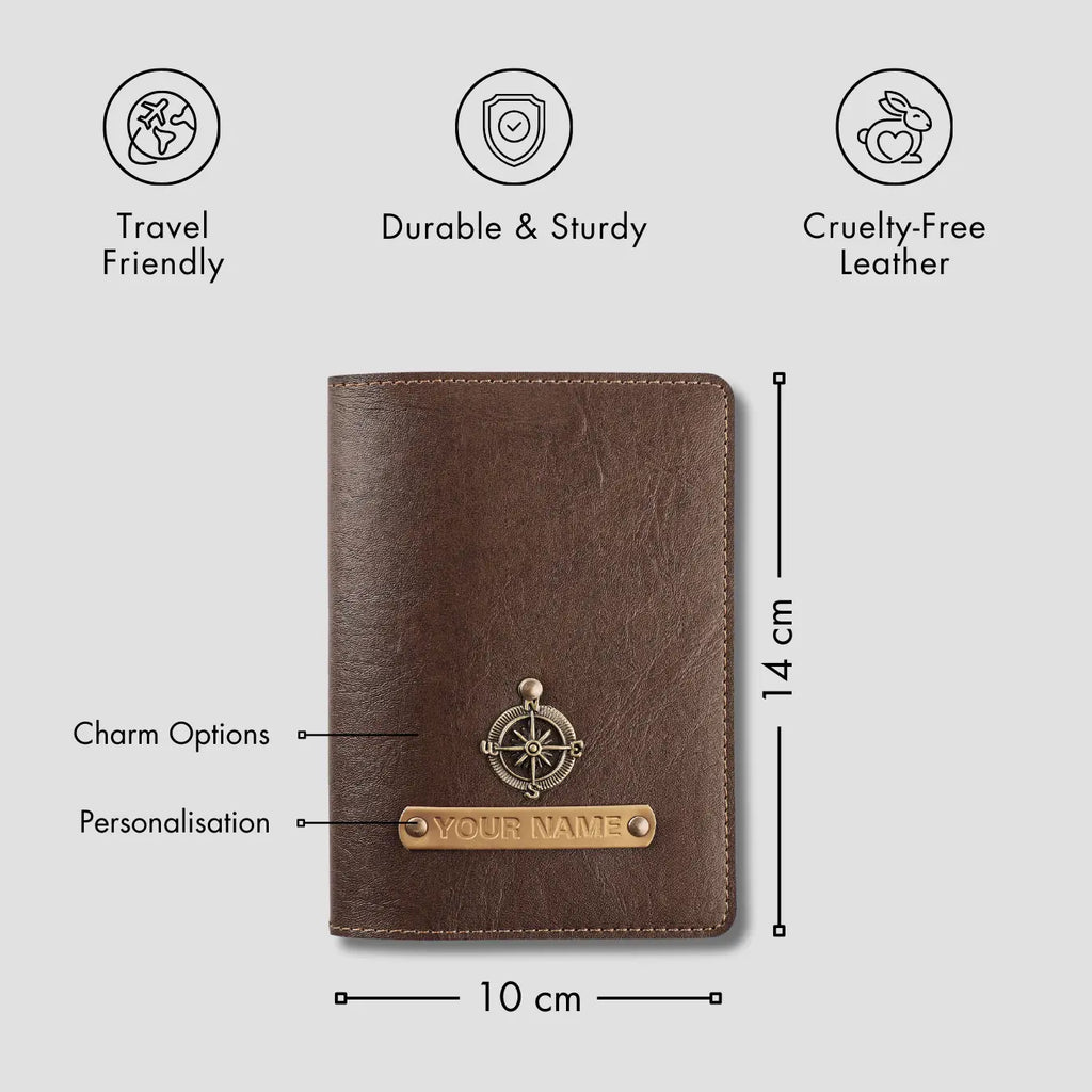 PERSONALISED PASSPORT COVER - BROWN