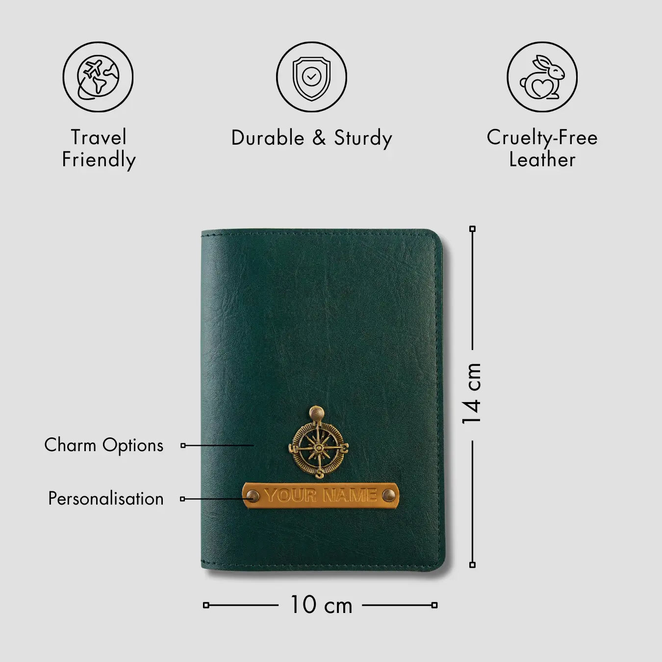 PERSONALISED PASSPORT COVER - GREEN