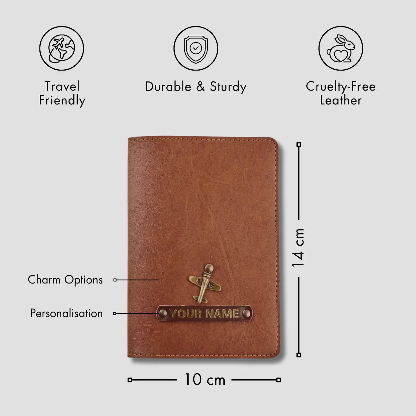 PERSONALISED PASSPORT COVER - TAN