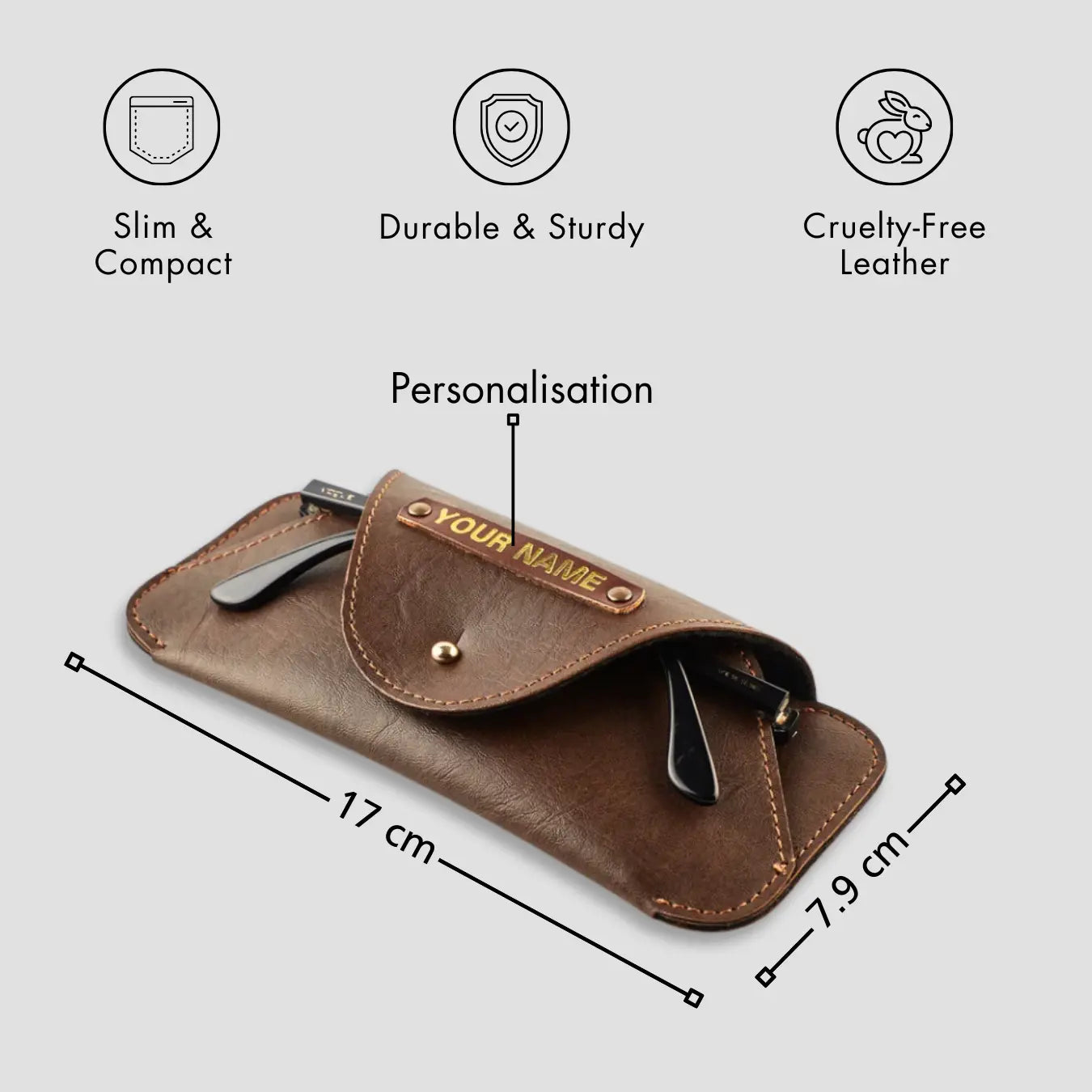 PERSONALISED SUNGLASS CASE - BROWN