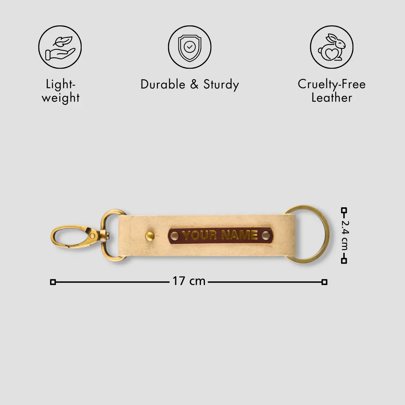 PERSONALISED TWO SIDED KEYCHAIN -  BEIGE