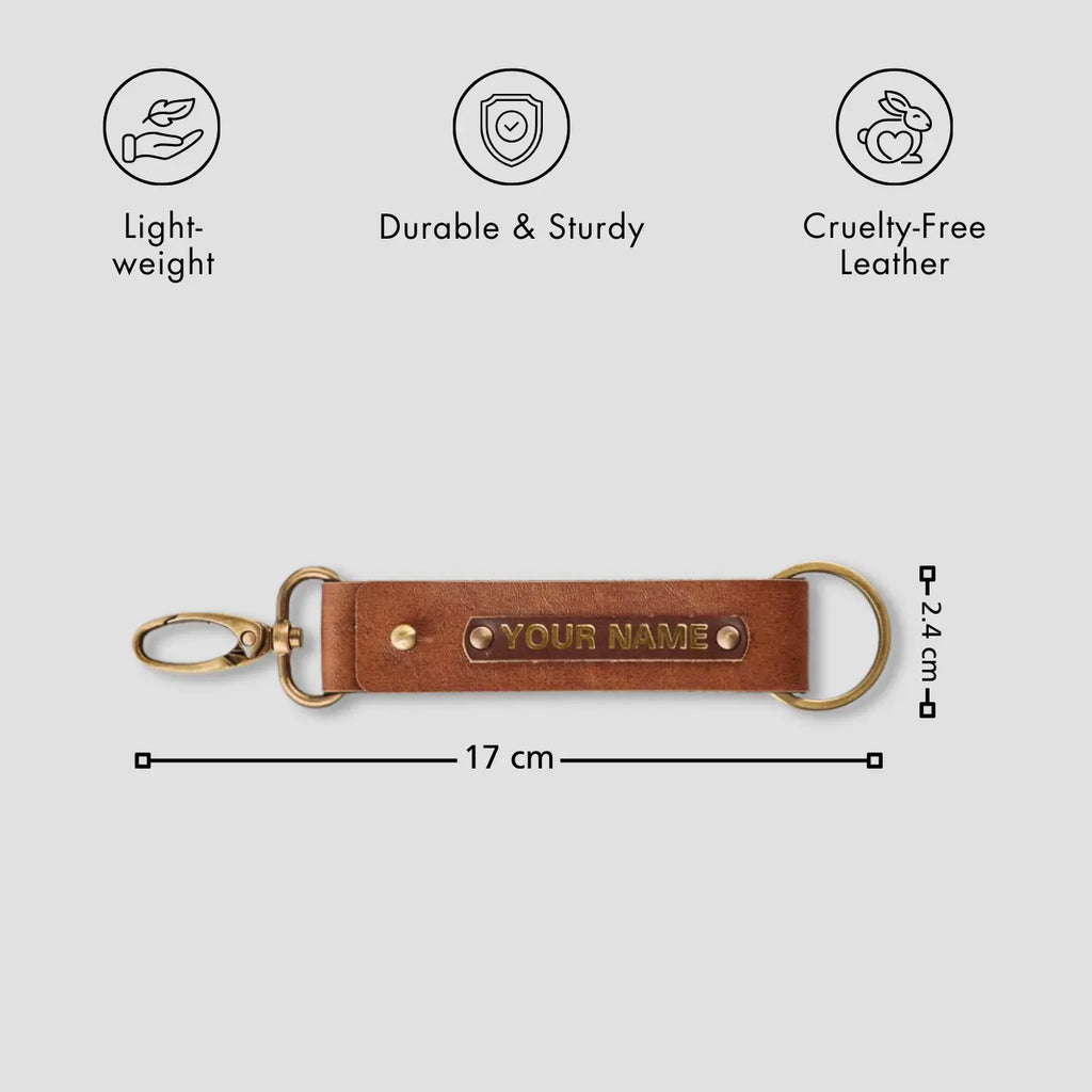 PERSONALISED TWO SIDED KEYCHAIN - TAN