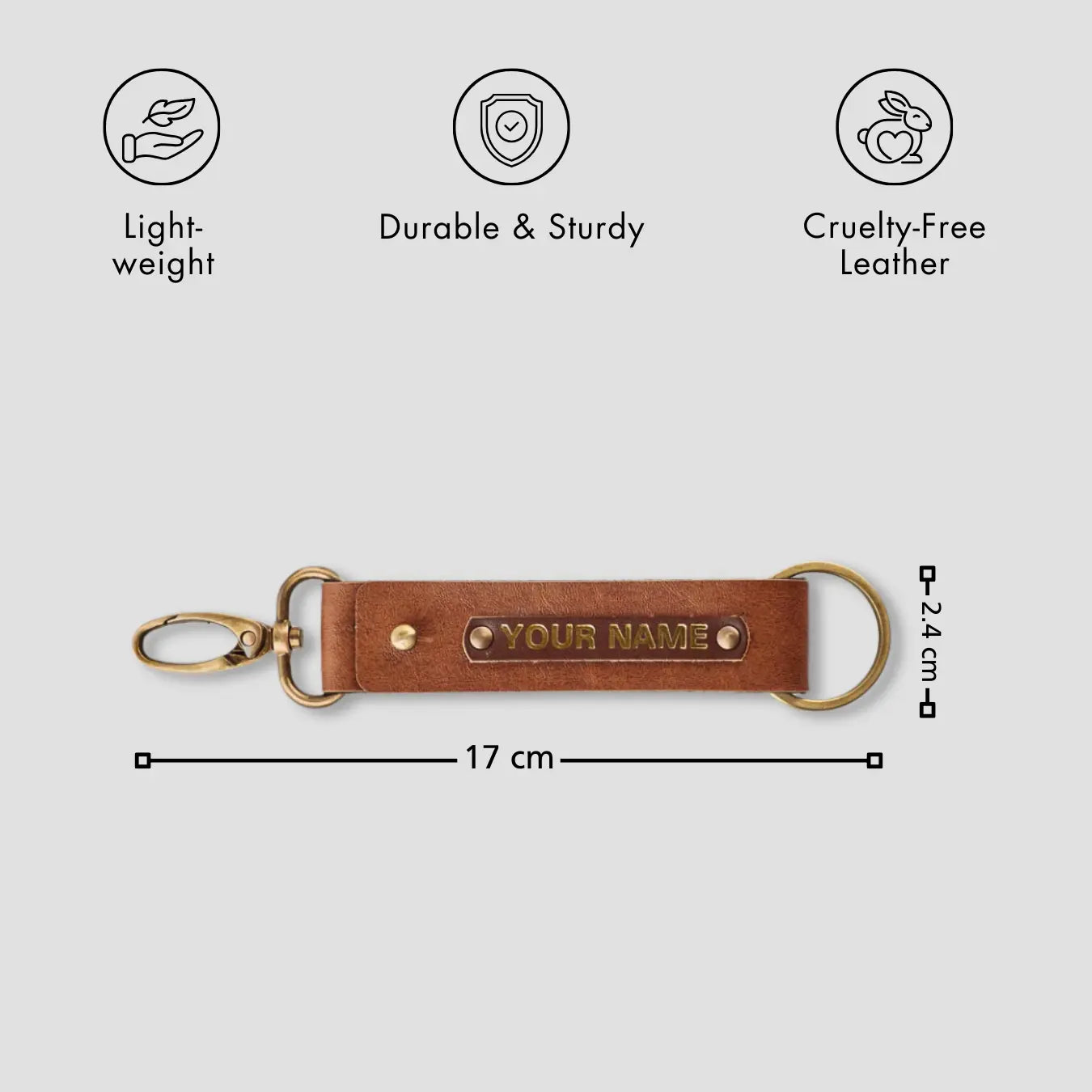 PERSONALISED TWO SIDED KEYCHAIN - TAN