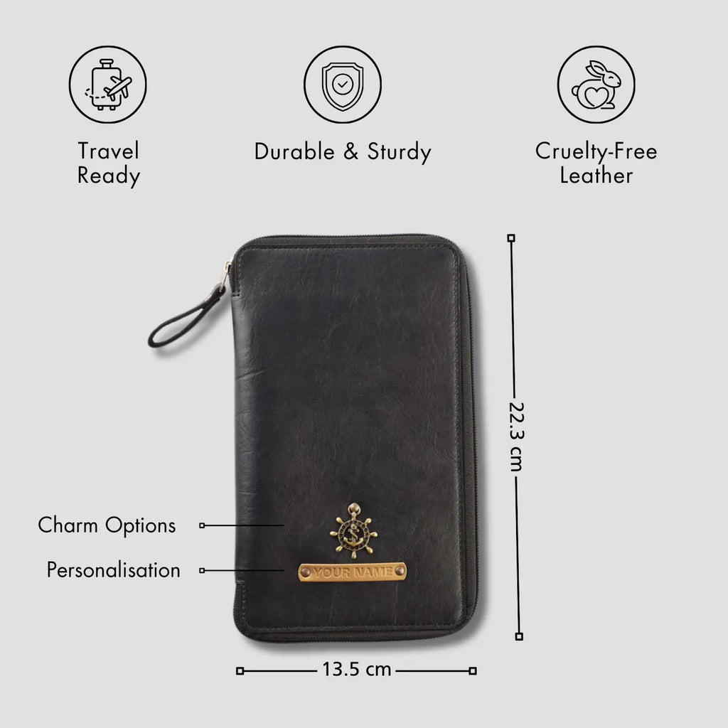 PERSONALISED ZIPPERED TRAVEL CASE - BLACK