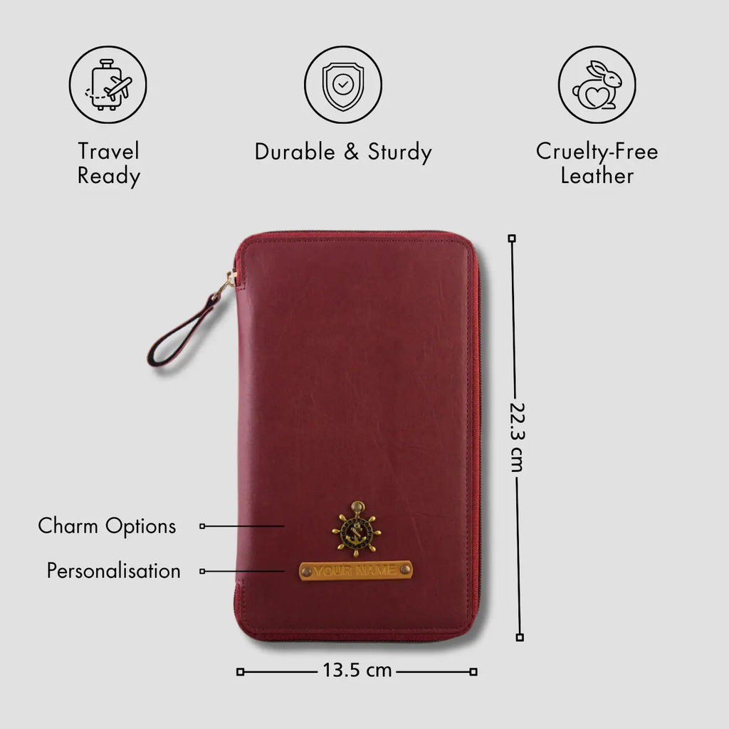 PERSONALISED ZIPPERED TRAVEL CASE - MAROON