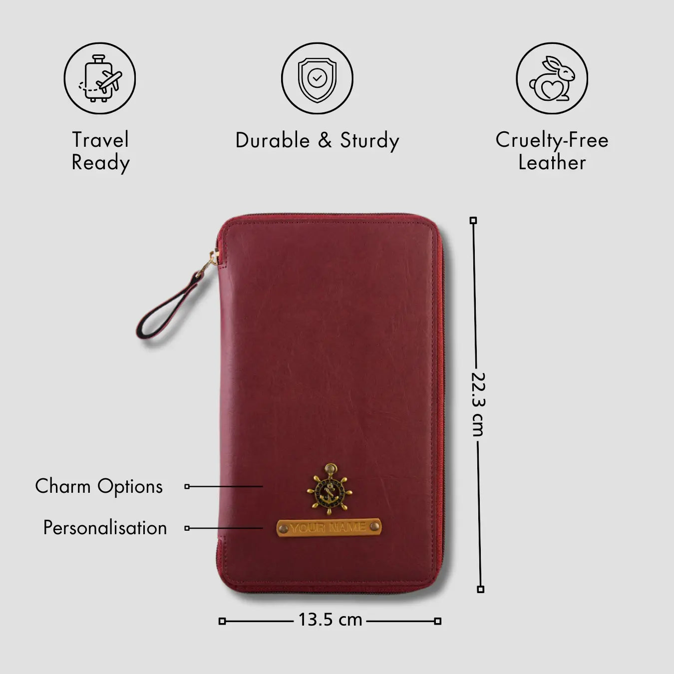 PERSONALISED ZIPPERED TRAVEL CASE - MAROON