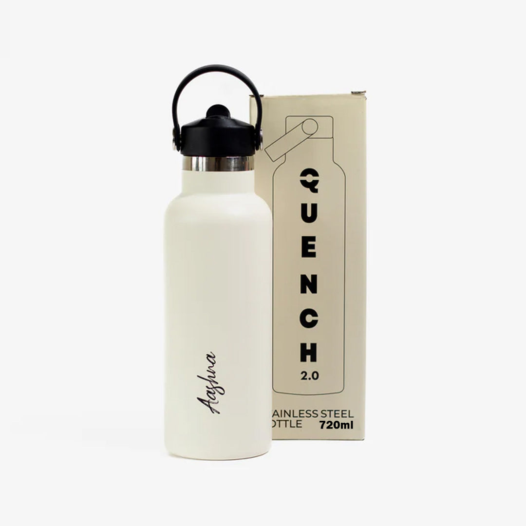 Kookumber Plus- Personalised Sipper Water Bottle - Off White