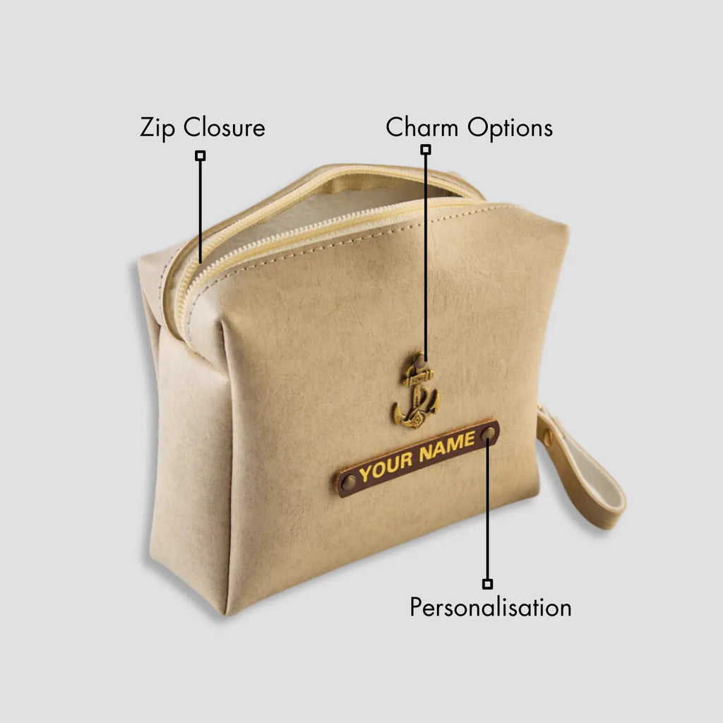 PERSONALISED ZIPPERED CHARGER CASE - BEIGE