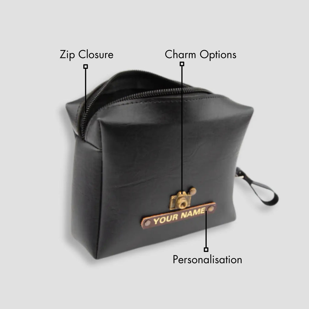 PERSONALISED ZIPPERED CHARGER CASE - BLACK