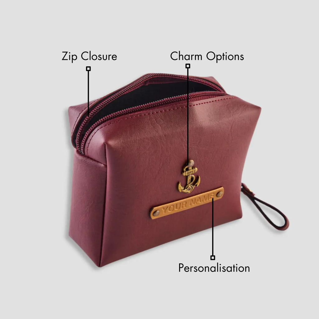 PERSONALISED ZIPPERED CHARGER CASE - MAROON